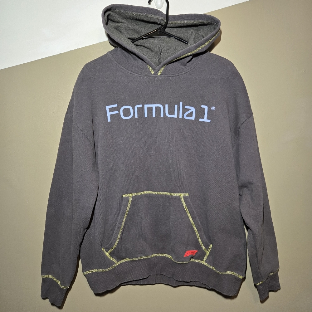 Formula 1 X Pacsun Unisex Eco Racer Hoodie Gray Licensed Size XS Oversized